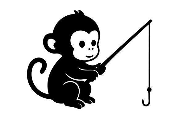 Cute Baby Monkey Holding Fishing Rod SVG Review