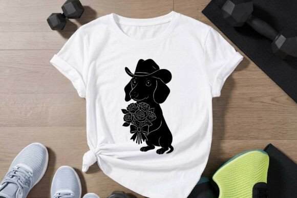 Dachshund Wearing Hat with Rose Bouquet Review