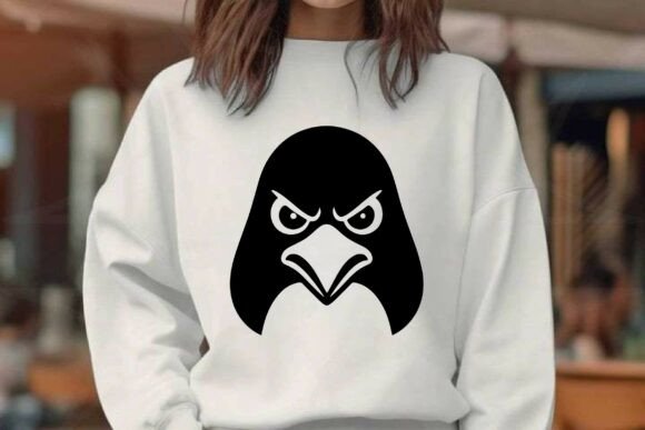 Scary Penguin Face SVG Clipart Vector